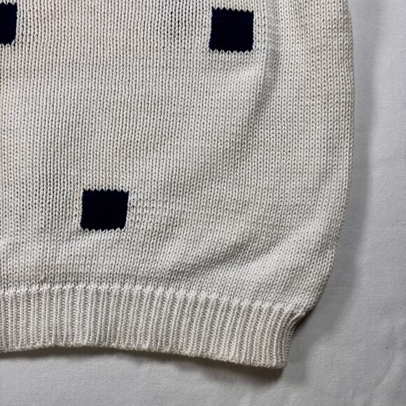 Vintage 1990s Brooks Brothers Knit Sweater Navy Blue Squares Short Sleeve AS IS - Picture 14 of 16